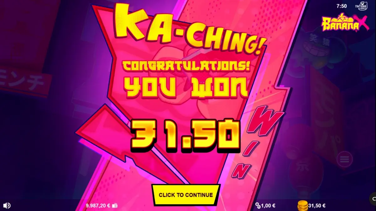 Tampilan visual slot Banana X dengan tema neon dan influencer
