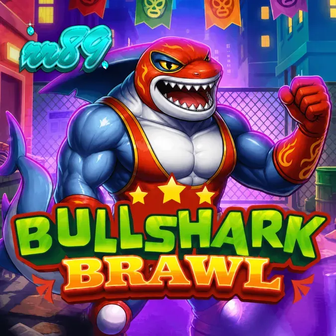 Tampilan visual slot Bullshark Brawl dengan karakter hiu petarung